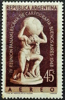 Марка почтовая. "Панамериканский конгресс картографии". 1949 год, Аргентина.