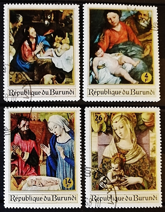 Набор почтовых марок (4 шт.). "Рождество - 1967". 1967 год, Бурунди.