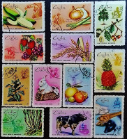Набор почтовых марок (12 шт.). "Сельское хозяйство и животноводство". 1969 год, Куба.