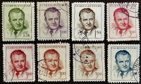Набор почтовых марок (8 шт.). "Президент Клемент Готвальд". 1948-1953 годы, Чехословакия.
