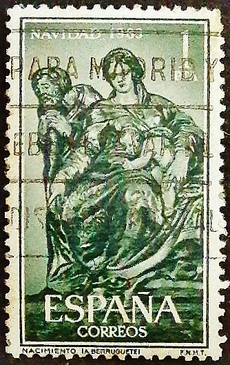 Почтовая марка. «Рождество» - Алонсо Берругете. 1963 год, Испания.
