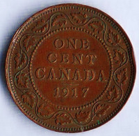 Монета 1 цент. 1917 год, Канада.