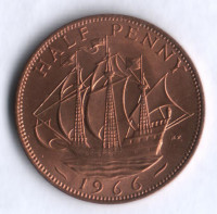 Монета 1/2 пенни. 1966 год, Великобритания.