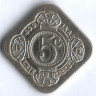 Монета 5 центов. 1979 год, Нидерланды. 70 лет со дня рождения королевы Юлианы.