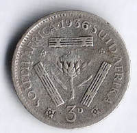 Монета 3 пенса. 1936 год, Южная Африка.