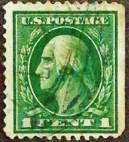 Почтовая марка (1 c.). "Джордж Вашингтон". 1912 год, США.