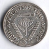 Монета 3 пенса. 1957 год, Южная Африка.