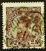 Почтовая марка (25 r.). "Король Мануэль II". 1910 год, Португалия.
