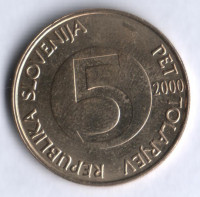 5 толаров. 2000 год, Словения.