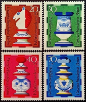 Набор марок (4 шт.). "Шахматные фигуры". 1972 год, Западный Берлин.