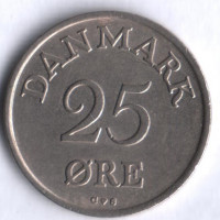 Монета 25 эре. 1958 год, Дания. C;S.