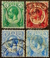 Набор почтовых марок (4 шт.). "Король Георг V". 1913-1922 годы, Стрейтс Сетлментс.