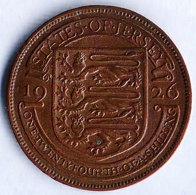 Монета 1/24 шиллинга. 1926 год, Джерси.