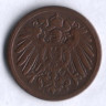 Монета 1 пфенниг. 1900 год (A), Германская империя.