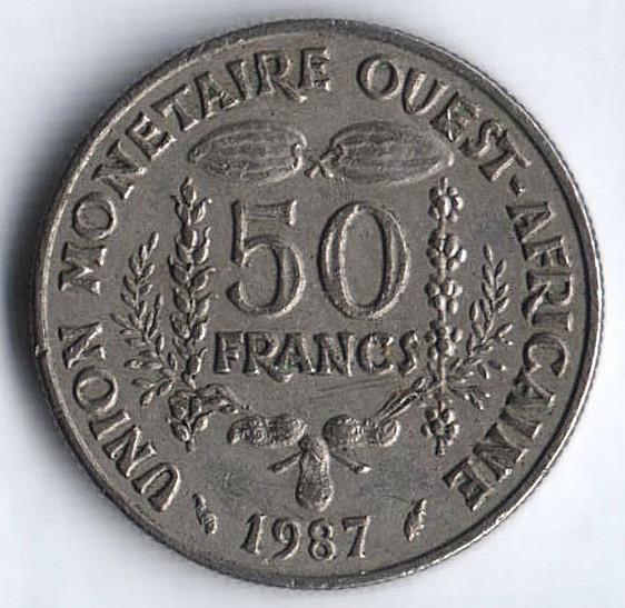 Монета 50 франков. 1987 год, Западно-Африканские Штаты.