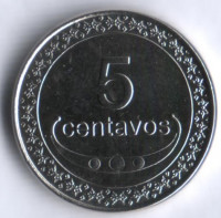 Монета 5 сентаво. 2004 год, Восточный Тимор.