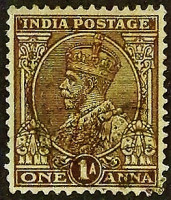 Почтовая марка (1 an.). "Король Георг V". 1934 год, Британская Индия.