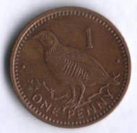 Монета 1 пенни. 1988(AD) год, Гибралтар.
