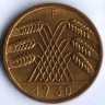 Монета 10 рейхспфеннигов. 1930 год (F), Веймарская республика.