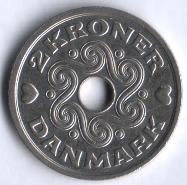 Монета 2 кроны. 1994 год, Дания. LG;JP;A.