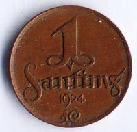 Монета 1 сантим. 1924 год, Латвия.