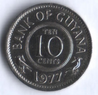 Монета 10 центов. 1977 год, Гайана.