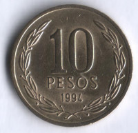 10 песо. 1994 год, Чили.