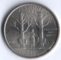 25 центов. 2001(P) год, США. Вермонт.