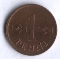 1 пенни. 1967 год, Финляндия.
