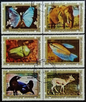 Набор почтовых марок (6 шт.). "Животные (V)". 1976 год, Экваториальная Гвинея.