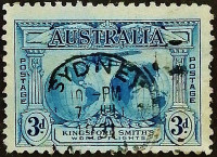 Почтовая марка (3 p.). "Транс-океанские рейсы Кингзфорд-Смита". 1931 год, Австралия.