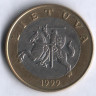 Монета 2 лита. 1999 год, Литва.
