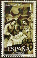 Почтовая марка. «Поклонение пастухов» - Франсиско де Сурбарана. 1964 год, Испания.