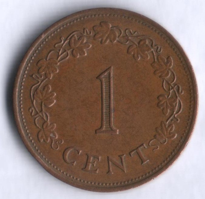 Монета 1 цент. 1982 год, Мальта.