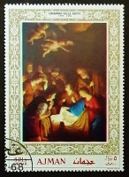Марка. "Рождество 1968". 1968 год, Аджман.