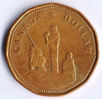 Монета 1 доллар. 1995 год, Канада. Памятник миротворческим силам.