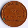 Монета 1¼ сентесимо. 1940 год, Панама.