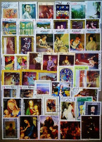 Подборка марок на тему "Живопись". Без повторов (более 140 шт.).