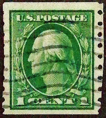 Почтовая марка (1 c.). "Джордж Вашингтон". 1912 год, США.