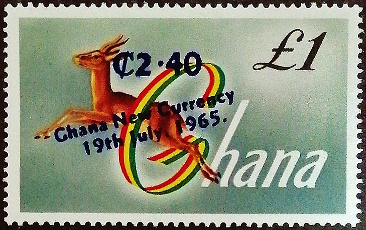 Марка почтовая (2,4 c.). "Краснолобая газель". 1965 год, Гана.