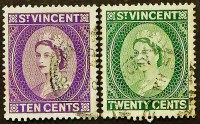 Набор почтовых марок (2 шт.). "Королева Елизавета II". 1955 год, Сент-Винсент и Гренадины.