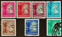 Набор почтовых марок (7 шт.). "Королева Елизавета II". 1992-1996 годы, Гонконг.