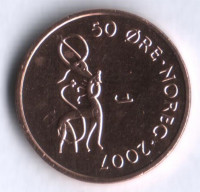 Монета 50 эре. 2007 год, Норвегия.