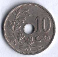 Монета 10 сантимов. 1928 год, Бельгия (Belgie).