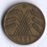 Монета 10 рейхспфеннигов. 1929 год (A), Веймарская республика.