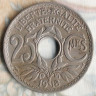 Монета 25 сантимов. 1918 год, Франция.