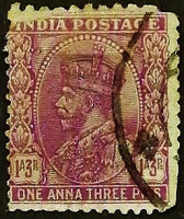 Почтовая марка (1`3 an.). "Король Георг V". 1934 год, Британская Индия.
