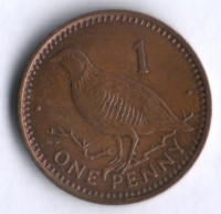Монета 1 пенни. 1988(AE) год, Гибралтар.