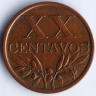 Монета 20 сентаво. 1965 год, Португалия.