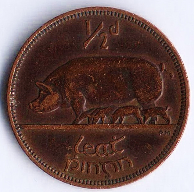 Монета 1/2 пенни. 1933 год, Ирландия.